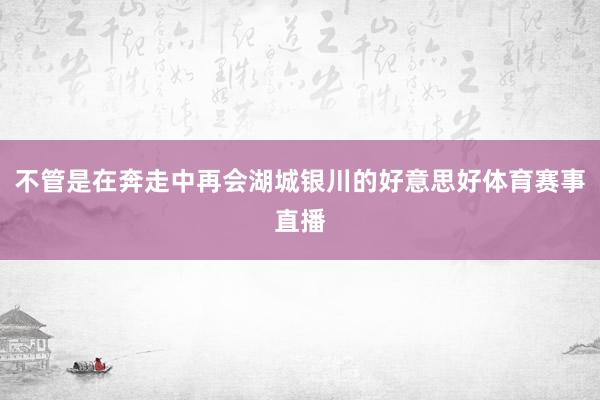 不管是在奔走中再会湖城银川的好意思好体育赛事直播
