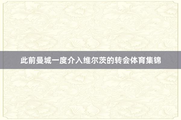 此前曼城一度介入维尔茨的转会体育集锦