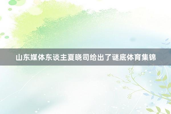 山东媒体东谈主夏晓司给出了谜底体育集锦
